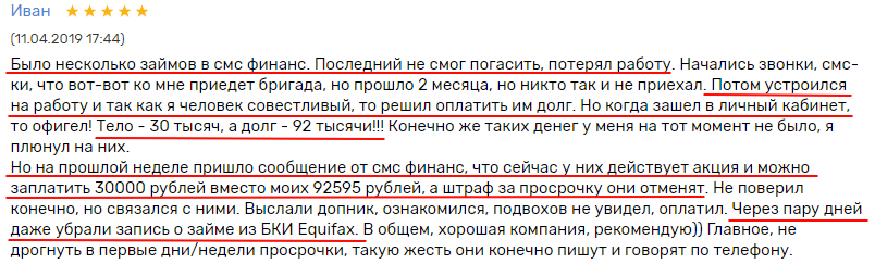 Отзыв довольного заемщика